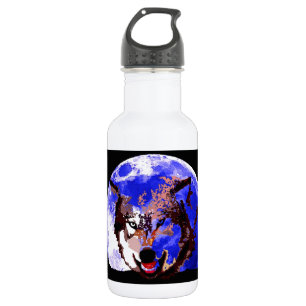 Wolf en Full Moon Waterfles