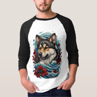 Wolf en golven t-shirt