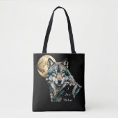 Wolf en gouden maan tote bag (Voorkant)