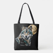 Wolf en gouden maan tote bag (Achterkant)