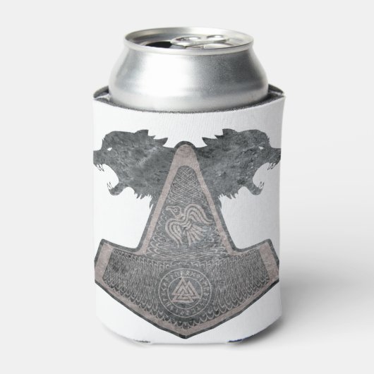 wolf en hamer, metaal blikjeskoeler (Blikje Voorkant)