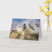 Wolf en Hawk Birthday Timeless Spirit Kaart (Gele Bloem)