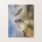 Wolf en Hawk Native American Geïnspireerde Jigzaag Legpuzzel (Verticaal)