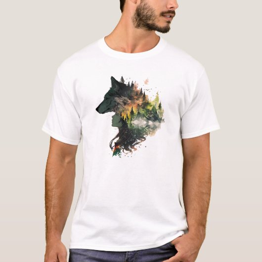 wolf en indiase meisje t-shirt (Voorkant)