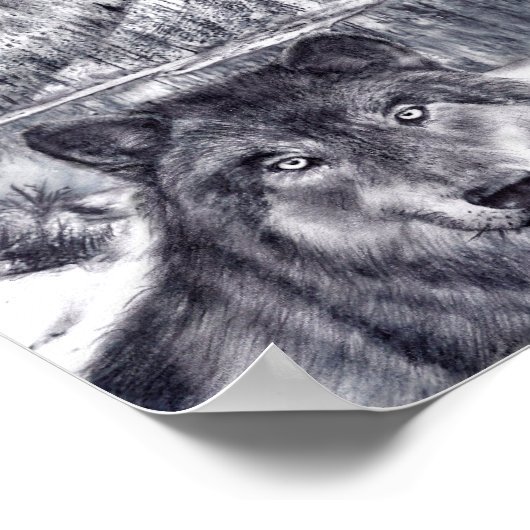 Wolf en Lake Poster (Hoek)