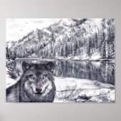 Wolf en Lake Poster (Voorkant)