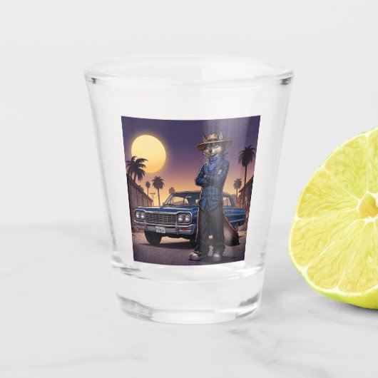 Wolf En Lowrider Shot Glas (Voorkant)