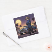 Wolf En Lowrider Vierkante Sticker (Envelop)