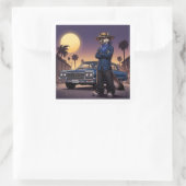 Wolf En Lowrider Vierkante Sticker (Tas)