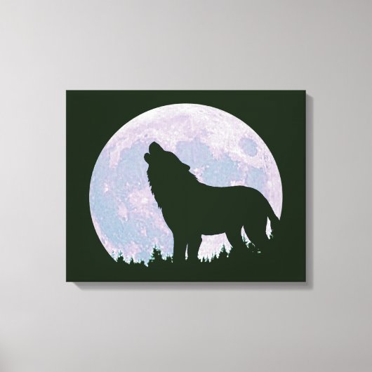 Wolf en maan canvas afdruk (Voorkant)