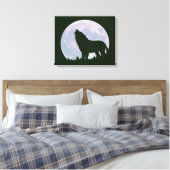 Wolf en maan canvas afdruk (Insitu (Slaapkamer))