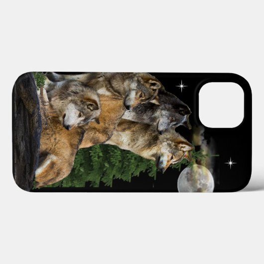 Wolf en Maan Case-Mate iPhone Case (Achterkant (horizontaal))