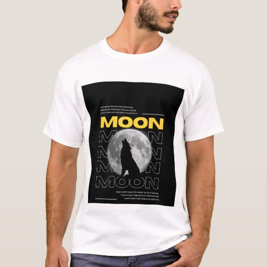Wolf en Maan Design T-shirt (Voorkant)