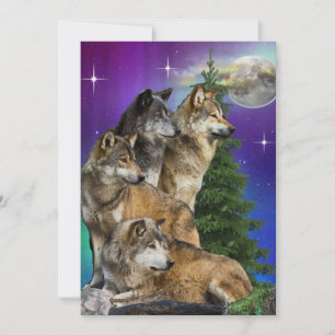 Wolf en Maan Feestdagenkaart