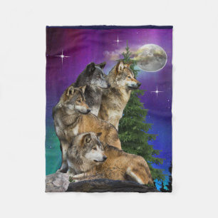 Wolf en Maan Fleece Deken
