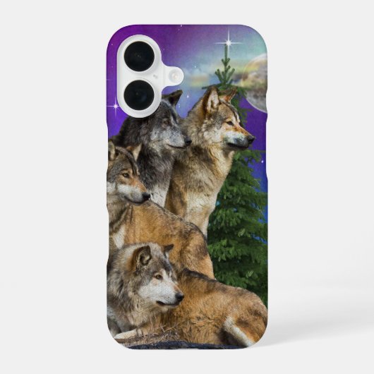 Wolf en Maan iPhone 16 Hoesje (Achterkant)