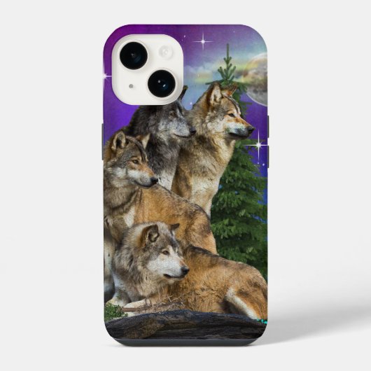 Wolf en Maan iPhone Hoesje (Achterkant)