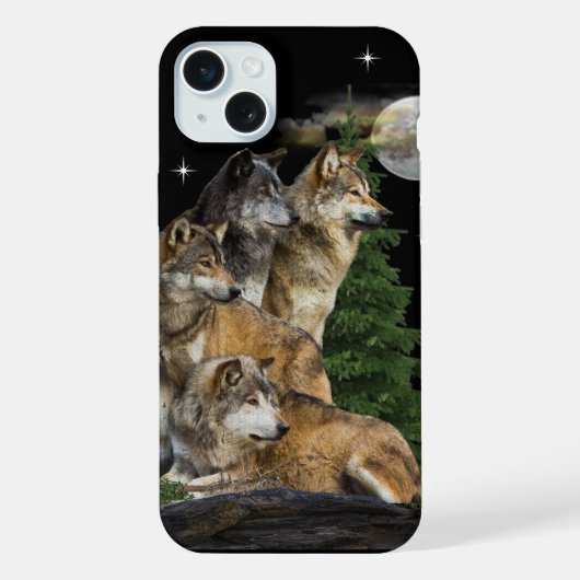 Wolf en Maan iPhone Hoesje (Achterkant)