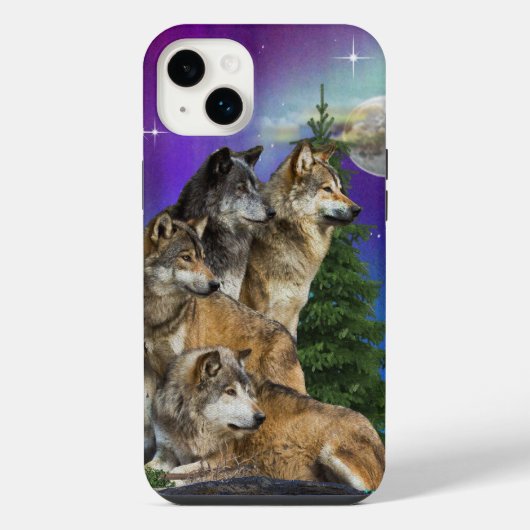 Wolf en Maan iPhone Hoesje (Achterkant)