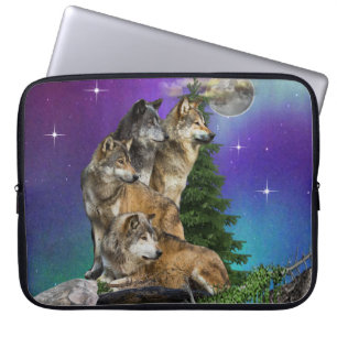 wolf en Maan Laptop Sleeve