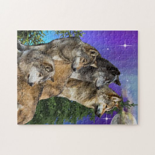 wolf en Maan Legpuzzel (Horizontaal)