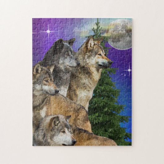 wolf en Maan Legpuzzel (Verticaal)