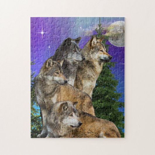 wolf en Maan Legpuzzel (Verticaal)