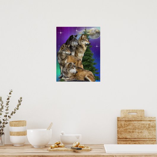 Wolf en maan poster (Keuken)