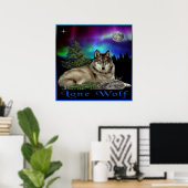 wolf en maan poster (Thuiskantoor)