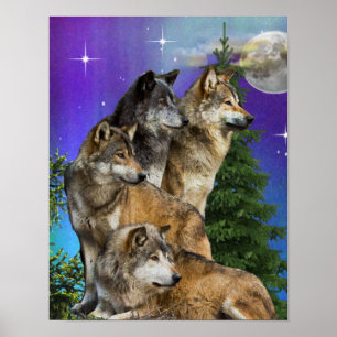wolf en Maan Poster