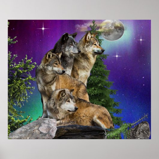Wolf en Maan Poster (Voorkant)
