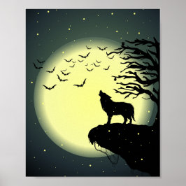 wolf en maan poster