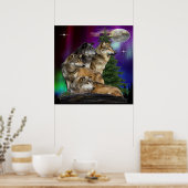 wolf en maan poster (Keuken)