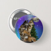 Wolf en Maan Ronde Button 5,7 Cm (Voorkant /achterkant)
