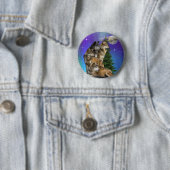 Wolf en Maan Ronde Button 5,7 Cm (In situ)