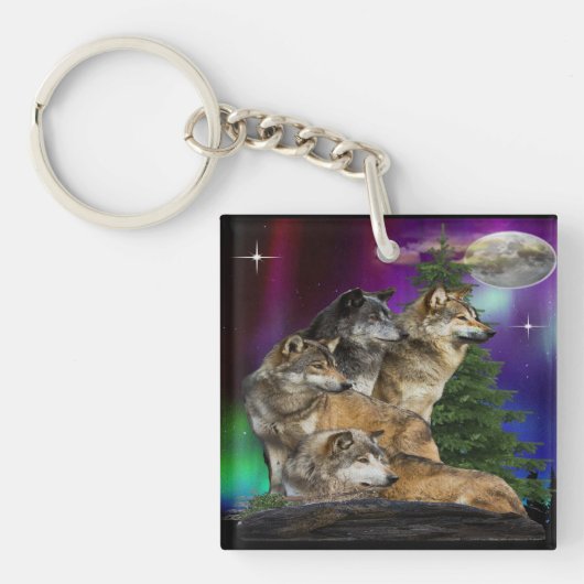 Wolf en Maan Sleutelhanger (voorkant)