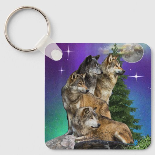 Wolf en Maan Sleutelhanger (Voorkant)
