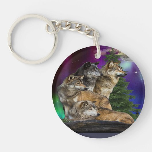 Wolf en Maan Sleutelhanger (Voorkant)