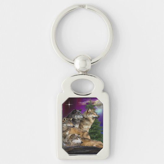 Wolf en Maan Sleutelhanger (Voorkant)