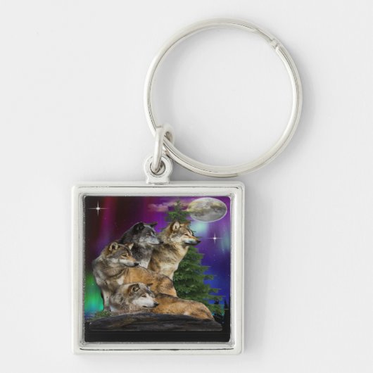 Wolf en Maan Sleutelhanger (Voorkant)