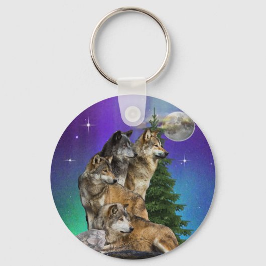 Wolf en Maan Sleutelhanger (Voorkant)