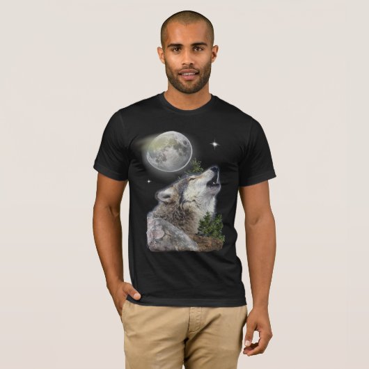 wolf en maan T-Shirt (Voorkant volledig)