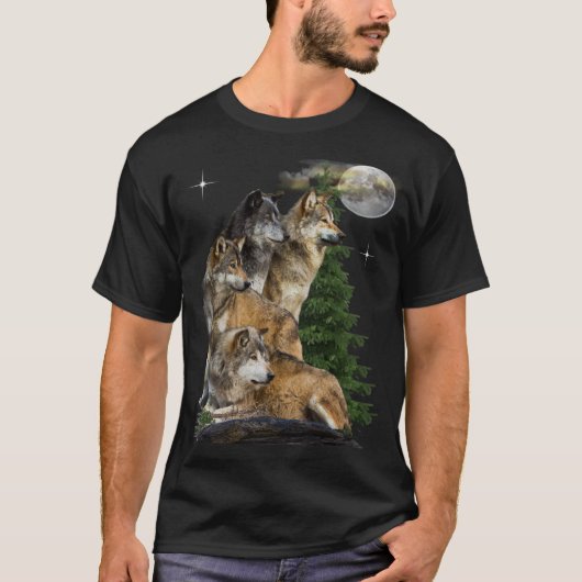 Wolf en maan t-shirt (Voorkant)