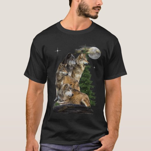 wolf en maan t-shirt (Voorkant)