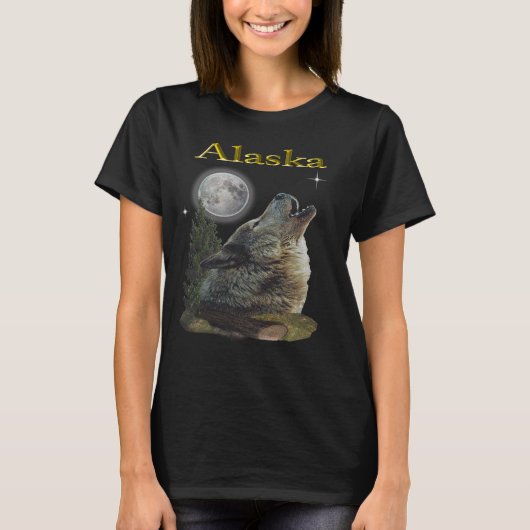 wolf en maan t-shirt (Voorkant)