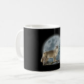 Wolf en maanontwerp voor koffiebeker. koffiemok (Voorkant links)
