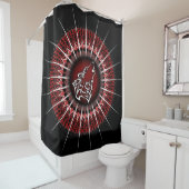 Wolf en Mandala Red White Black Modern Douchegordijn (In situ)