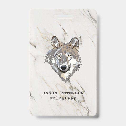 Wolf en marmeren steen badge (Voorkant)
