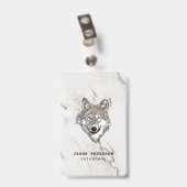 Wolf en marmeren steen badge (Achterkant met clip)