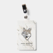 Wolf en marmeren steen badge (Voorkant met clip)